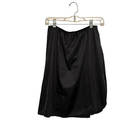 Vintage 1990s Vanity Fair Black Half Slip Size‎ Medium Satin Slit Skirt Sheer - Picture 1 of 5